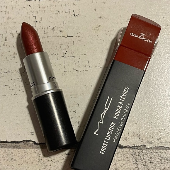 MAC FRESH MOROCCAN RED MAROON FROST LIPSTICK LIP CARE SHIMMER SPARKLE GLITTER - Picture 2 of 2